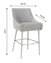 Beatrix Pleated Light Grey Velvet Bar Stool Model: TOV-D6400